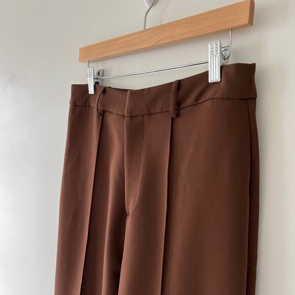 Because of Alice BOA NWT Wide Leg Suit Trouser Pants in Chocolate Brown Large - Picture 12 of 15